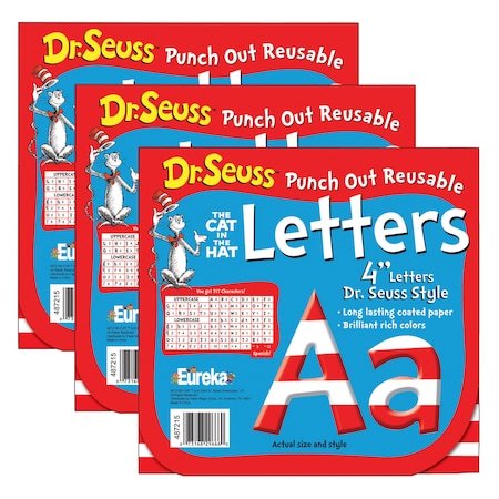 Eureka Dr. Seuss Stripes Reusable Punch Out Deco Letters, 4in, PK813 487215